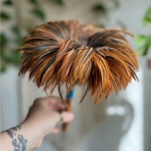 Vintage Ostrich Feather Duster | Wood 1950s–60s Mid Century Cleaning Tool